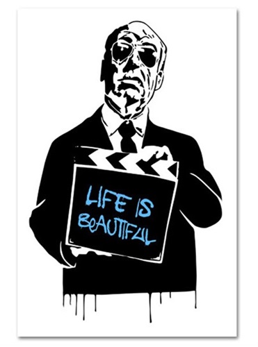 Alfred Hitchcock (Life Is Beautiful) (Blue) by Mr Brainwash