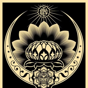 Lotus Ornament (Black) by Shepard Fairey