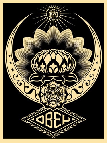 Lotus Ornament (Black) by Shepard Fairey