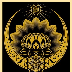 Lotus Ornament (Black / Gold) by Shepard Fairey