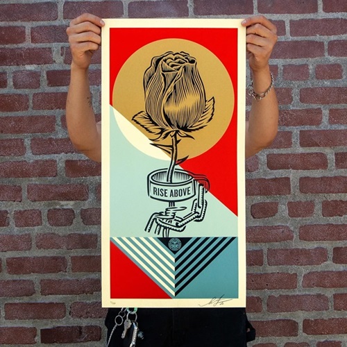 Rise Above Rose Geometric  by Shepard Fairey