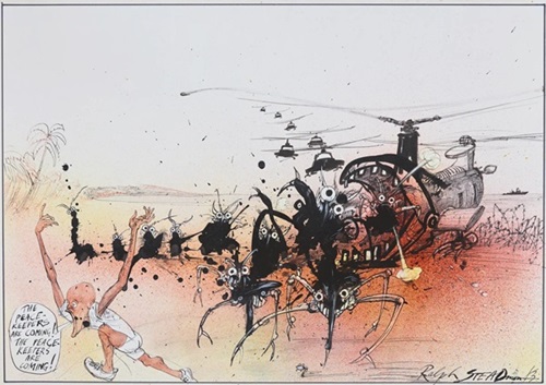 The Peacekeepers Are Coming! (Small) by Ralph Steadman