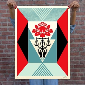 Cultivate Justice (Red) by Shepard Fairey