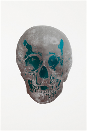 The Dead (Silver Gloss Topaz Skull) by Damien Hirst