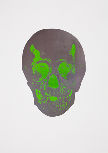The Dead (Gunmetal Lime Green Skull) by Damien Hirst