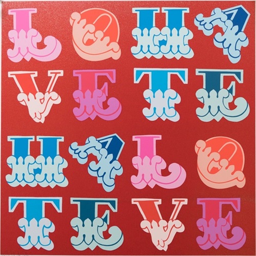 Love And Hate (Red Glitter) by Ben Eine