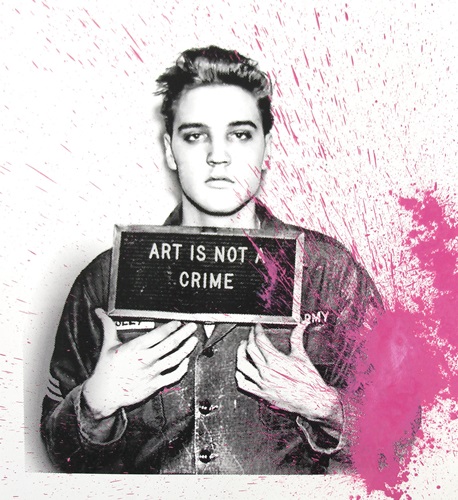 Happy Birthday Elvis! – Jailhouse Pop (Small) (Pink Splash) by Mr Brainwash