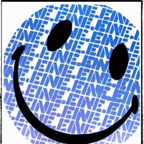 Smiley (Blue) by Ben Eine