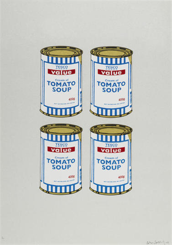 Four Soup Cans (Grey) by Banksy