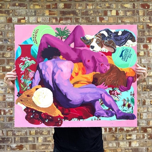 Pink Composition With Cherry Pie  by Andy Dixon