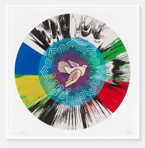 Beautiful Optimistic Peace and Love Dove Spin Painting  by Damien Hirst | Shepard Fairey