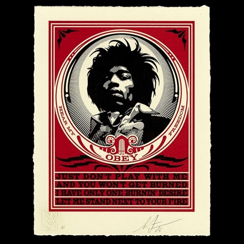 Hendrix Fire Letterpress  by Shepard Fairey