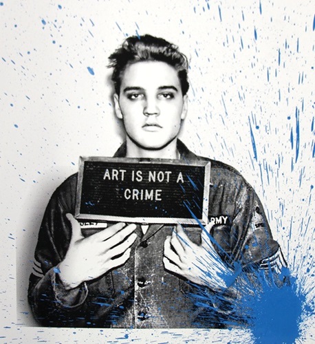 Happy Birthday Elvis! – Jailhouse Pop (Small) (Blue Splash) by Mr Brainwash