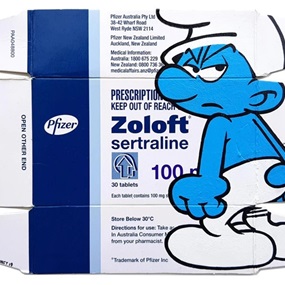 Grumpy Smurf On Zoloft by Ben Frost