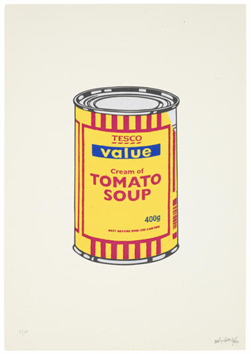 Soup Can (Banana, Cherry, Dark Blue) by Banksy