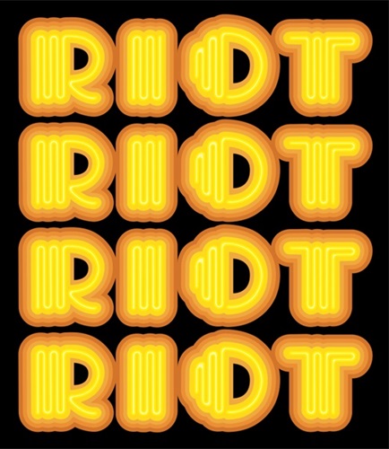 Riot (Yellow) by Ben Eine