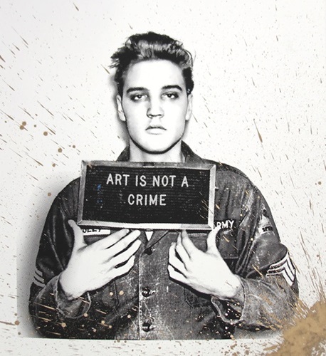 Happy Birthday Elvis! – Jailhouse Pop (Small) (Gold Splash) by Mr Brainwash