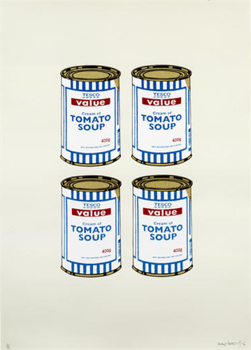 Four Soup Cans (Cream) by Banksy