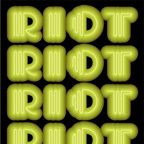 Riot (Acid Green) by Ben Eine