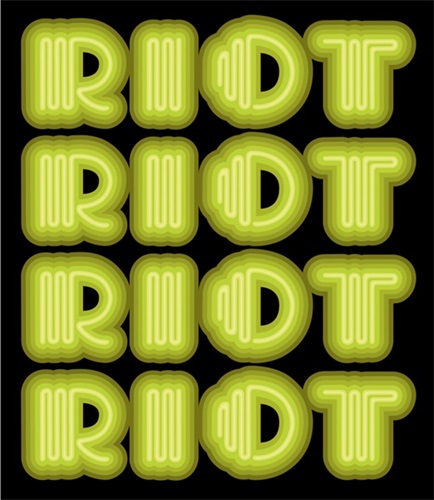 Riot (Acid Green) by Ben Eine