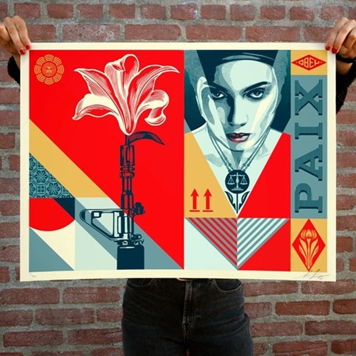 Paix Et Justice Mural  by Shepard Fairey