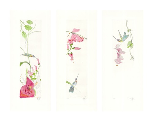 Bird And Flower Triptych  by Xenz