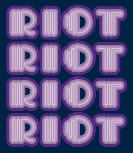 Riot (Purple / Navy Ground) by Ben Eine