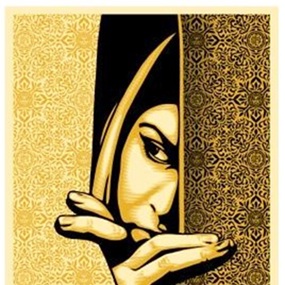 Israel/Palestine (Palestine Woman) (Gold) by Shepard Fairey