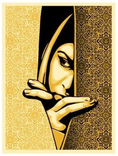 Israel/Palestine (Palestine Woman) (Gold) by Shepard Fairey