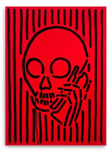 Skullphone Neon Painting (Black On Red) by Skullphone