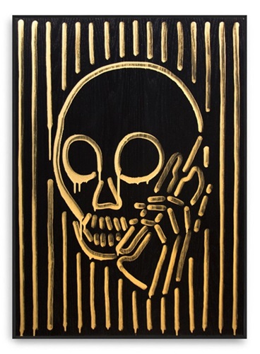 Skullphone Neon Painting (Gold On Black) by Skullphone