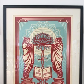 Knowledge + Power (Light Blue / Red) by Shepard Fairey