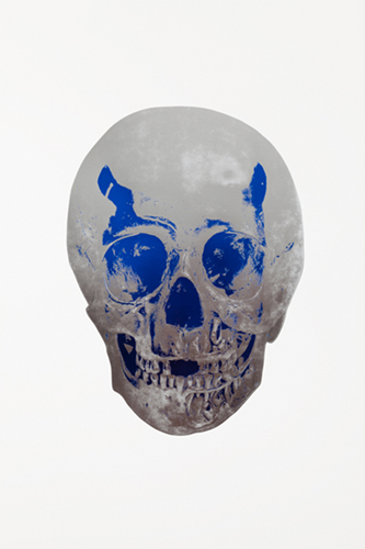 The Dead (Silver Gloss Westminster Blue Skull) by Damien Hirst