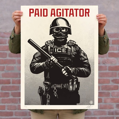 Projection Mirror: Paid Agitator  by Shepard Fairey