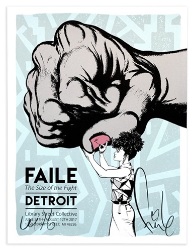 Size Of The Fight Show Print (Shimmering Silver) by Faile
