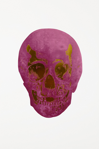 The Dead (Loganberry Pink Oriental Gold Skull) by Damien Hirst