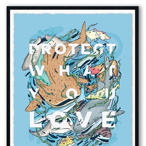 Protect What You Love - Sharks & Rays (Blue) by Eric Vozzola
