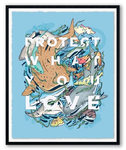 Protect What You Love - Sharks & Rays (Blue) by Eric Vozzola