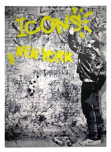 The Wall (Yellow) by Mr Brainwash