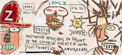 Hollywood Africans in front of the Chinese Theater with Footprints of Movie Stars  by Jean-Michel Basquiat