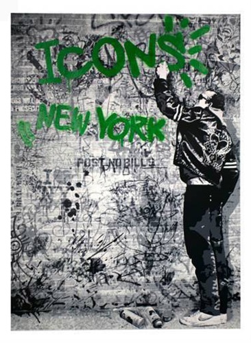 The Wall (Green) by Mr Brainwash