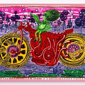 Selfie With Political Causes (Woodcut) by Grayson Perry