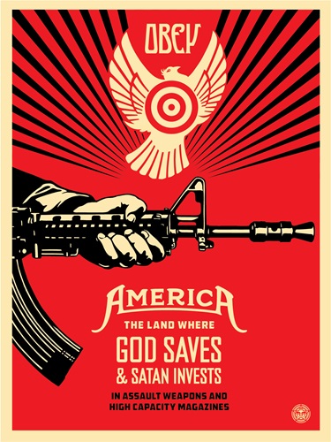 God Saves & Satan Invests  by Shepard Fairey