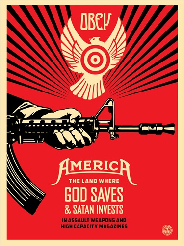 God Saves & Satan Invests  by Shepard Fairey