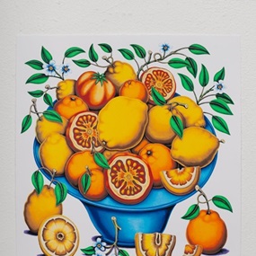 Bowls with Citrus, Flowers and Sliced Tomatoes 2 by Pedro Pedro