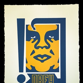 Giant Mustard & Navy (Letterpress) by Shepard Fairey