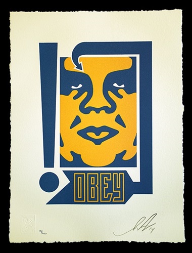 Giant Mustard & Navy (Letterpress) by Shepard Fairey