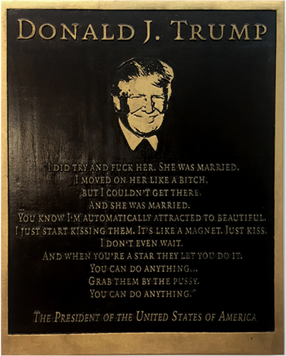 Trump Plaque  by Marilyn Minter