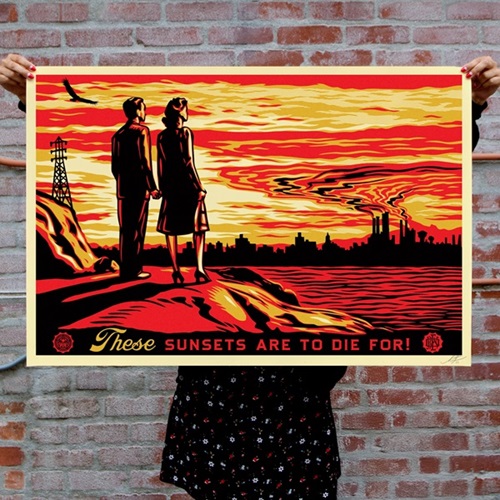 These Sunsets Are To Die For (Offset Lithograph) by Shepard Fairey
