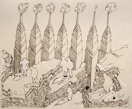 Digging Luxury Caves In Picturesque Hills  by Stanley Donwood | Thom Yorke